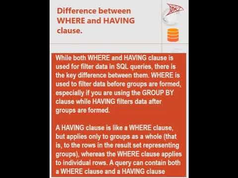 Difference between WHERE and HAVING clause -MS SQL Server Interview ask ...