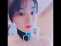 Hot Chinese girl show annzley choker Black sheepskin short sexy collar