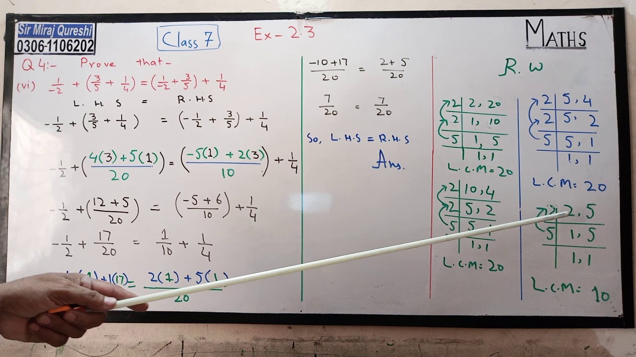 Class 7 th maths ex 2 3 q 4 vi youtube