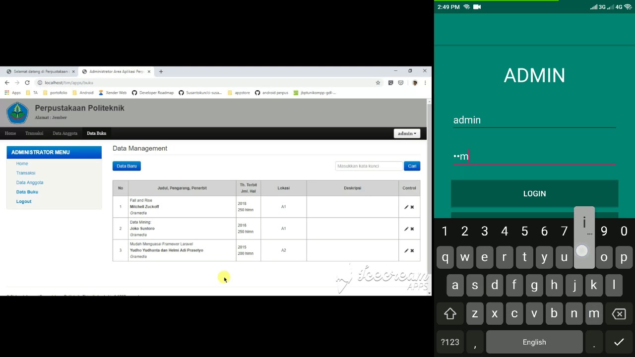 Project Android Web Service - Aplikasi Perpustakaan (Kelompok 5) - YouTube