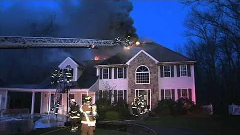 Close Call for 2 firefighters on the aerial ladder