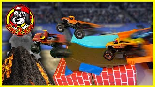 Monster Jam Toy Trucks 🌋 EL TORO LOCO Evolution Downhill VOLCANO Race - THE FLOOR IS LAVA!