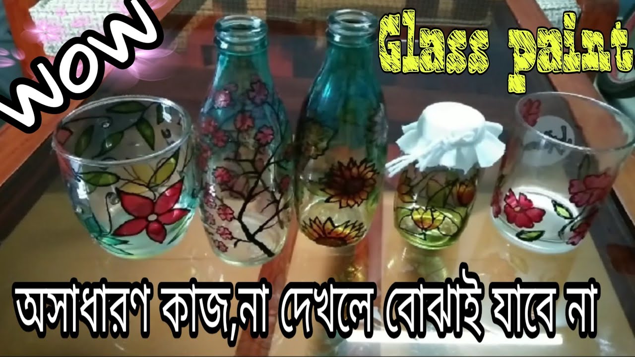 Glass paint design..//awesome handicrafts idea..//simple design..//how to make glass paint