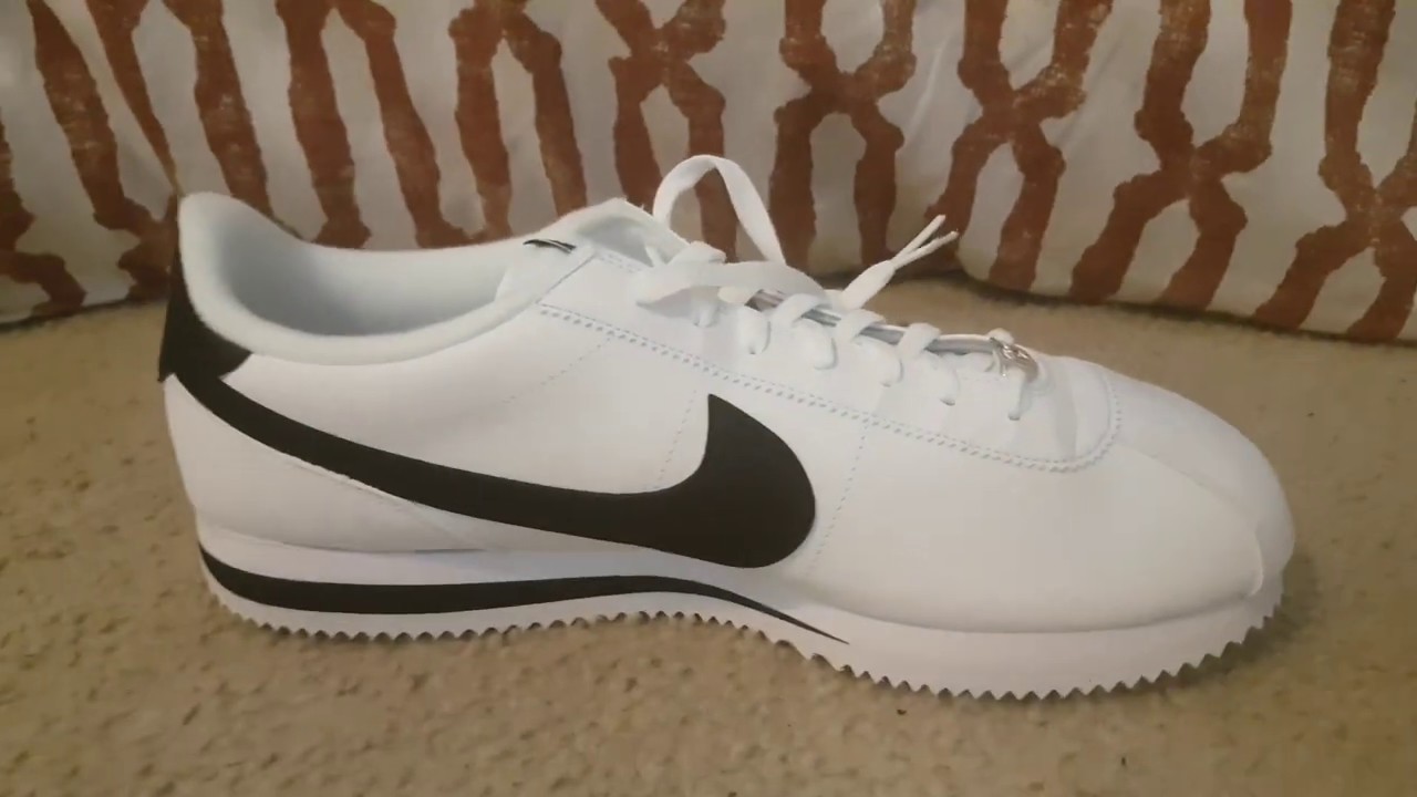 Nike cortez white leather on feet - YouTube