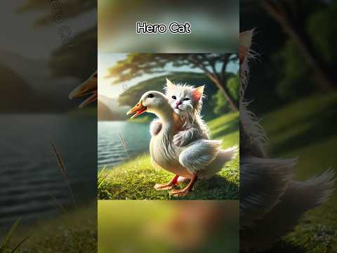 Duck saves kitten