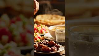 Close-Up Iftar Moment: Breaking Fast with Sweet Dates & Water Amid Colorful Pakistani Feast
