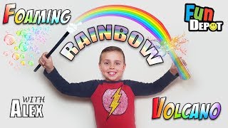 LEARNING COLORS for Kids with Alex | Rainbow Foaming Volcano | DIY