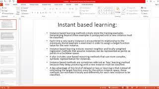 Instance Based Learning