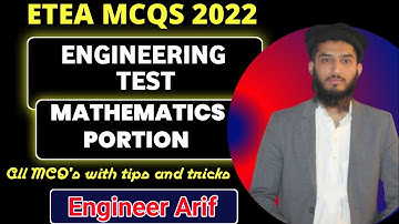 ETEA MCQS | 2022 | Engineering entrance test | Mathematics Portion | Engr Arif Ali Khan | ECAT MCQS
