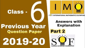 IMO Class 6 Question paper 2019-20 International Mathmatics Olympiad