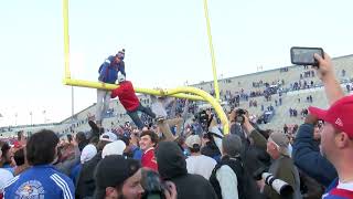 Kansas football fans tear down goalpost after win over Oklahoma State