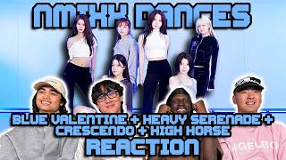 OUR FIRST TIME WATCHING NMIXX | Blue Valentine + Heavy Serenade + Crescendo + High Horse Dances