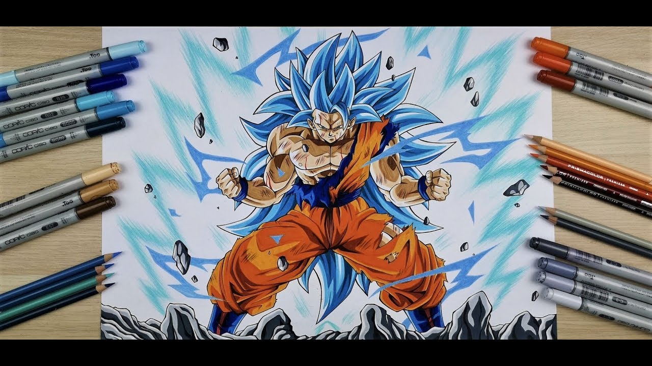 HOW TO DRAW GOKU SUPER SAIYAN BLUE FROM DRAGON BALL SUPER 