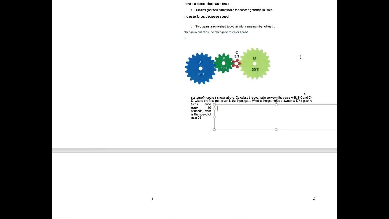 GCSE Physics Gears question sheet solutions - YouTube