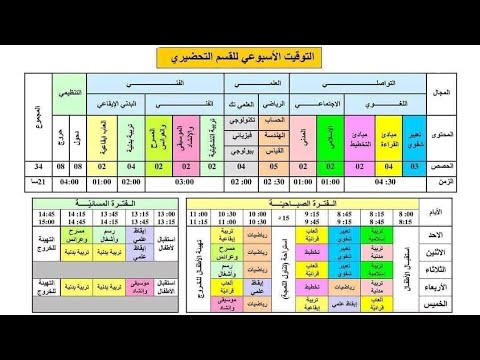 التوقيت الأسبوعي للقسم التحضيري للسنة الدراسية    