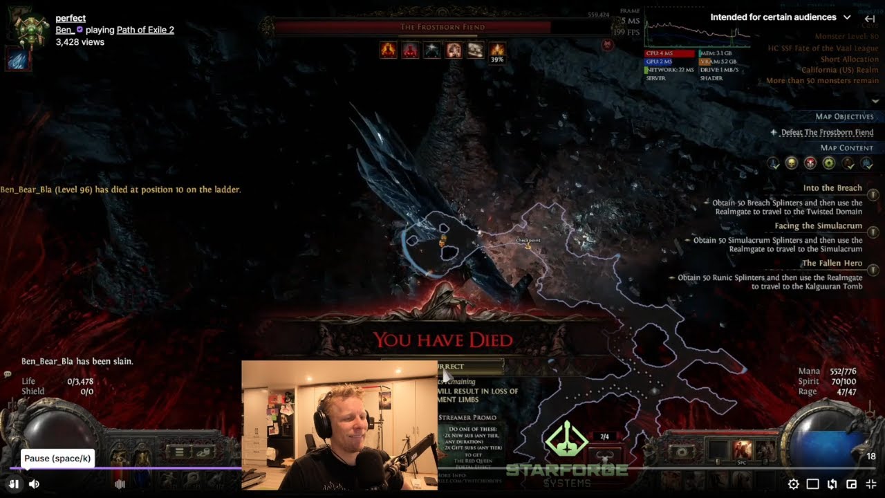 Реакция Quin69 на жалость Ben_ к HCSSF в Path Of Exile 2