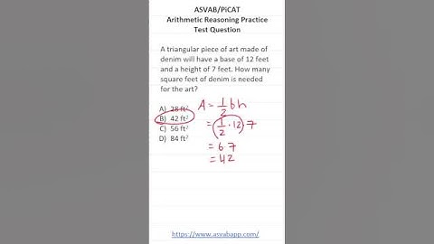 ASVAB/PiCAT Math Knowledge Practice Test Question: Area of a Triangle #acetheasvab w #grammarhero