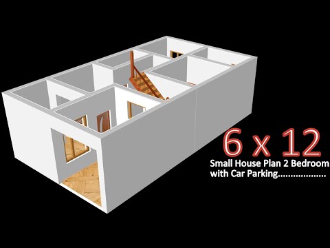 small-house-design-plan-6x12m-2-bedrooms-,car-parking-with-american-kitchen-2020