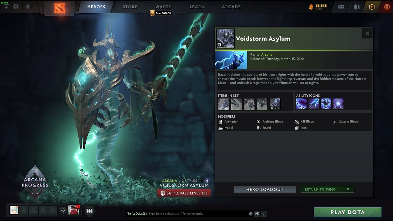 Dota 2: Razor Arcana Full Preview - Voidstorm Asylum - YouTube