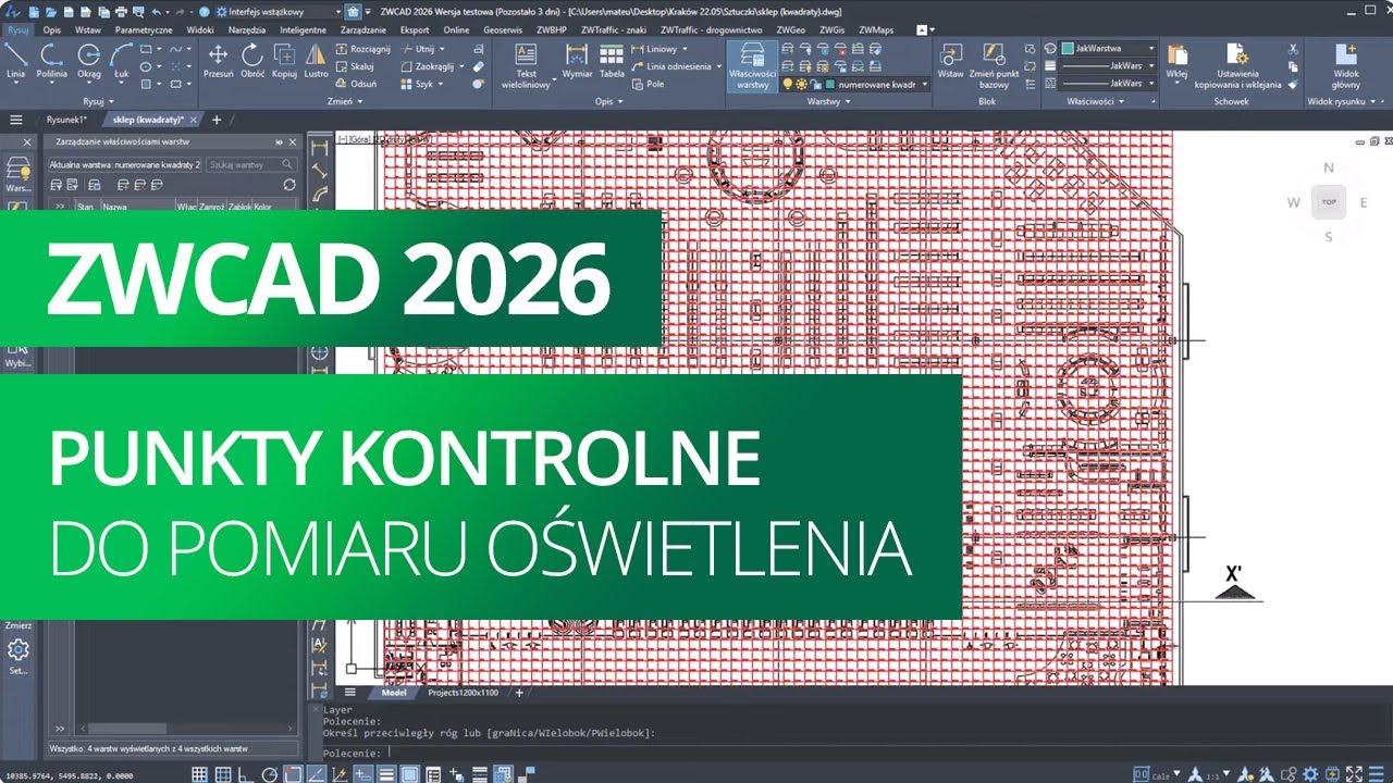 Punkty kontrolne do pomiaru oświetlenia - jak ponumerować 5600 kwadrat&oacute;w w kilka sekund?