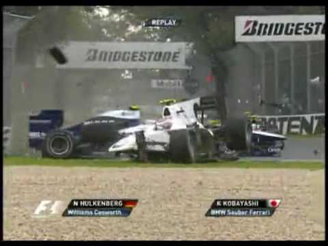 Acidente de Nico Hulkenberg, Kobayashi e Buemi F1....