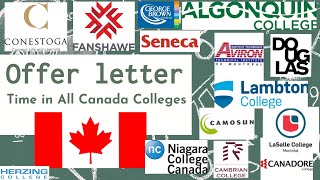 Offer letter time in Canada Colleges