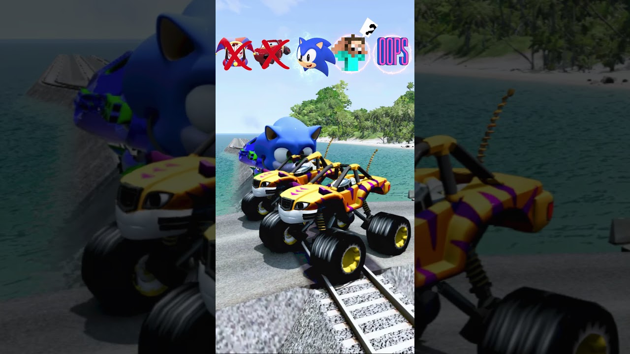 😱 Evil McQueen & Sonic Trains VS Big & Small Monster Machines: Ultimate Showdown! - BeamNG.drive