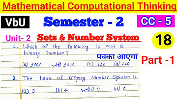 Mathematical computational thinking cc 5 | sets and number system unit 2 | vbu sem 2 cc 5 math mcq