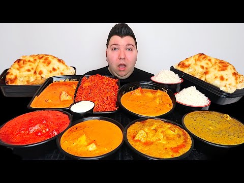 Spicy Butter Chicken & Cheesy Naan Bread • Indian Fire Curry Feast • MUKBANG