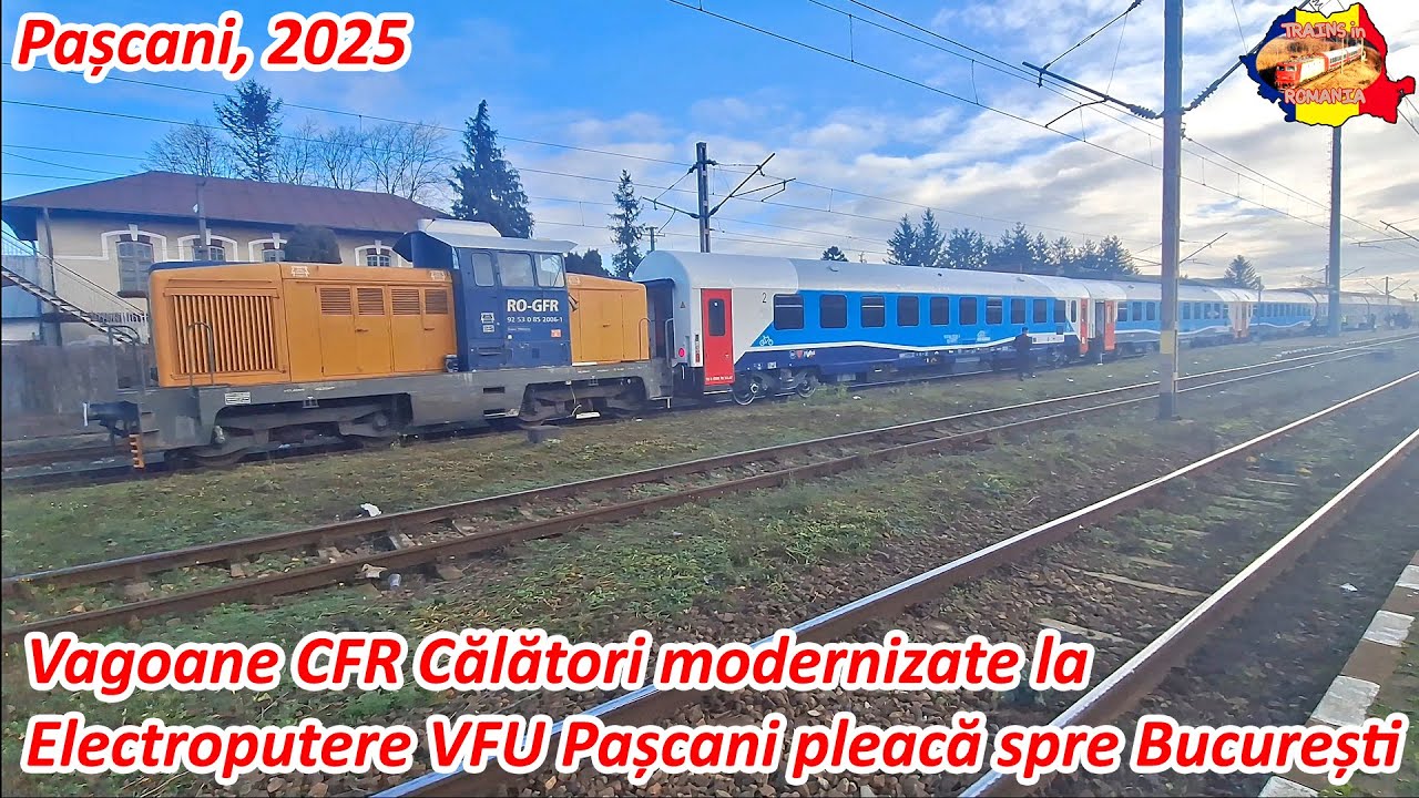 [4K] Vagoane de calatori modernizate de Electroputere VFU Pascani pleaca spre Bucuresti [2025]