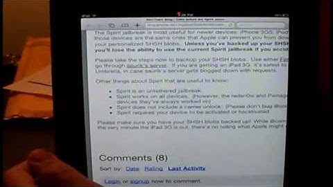 Spirit Jailbreak 3.1.3 3.1.2 3.2 iPad iPhone iPod Touch.