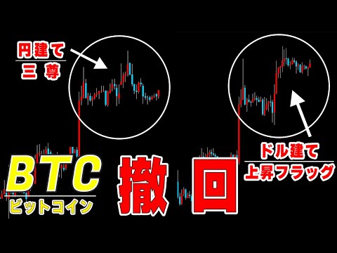 【仮想通貨ビットコイン】真夜中のパウエル議長の発言でチャートに大きな相違が発生。トレ転宣言を一旦撤回します