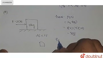 A block of mass 5kg is resting on a rough surface as shown in the figure. It is acted upon by a ...