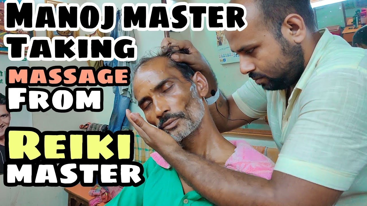 Our innocent Manij master was happy after taking head massage from Reiki ma...