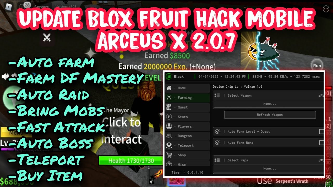 [ROBLOX] Update Arceus X 2.0.7 BLOX FRUIT HACK TRÊN ĐIỆN THOẠI Mobile ...
