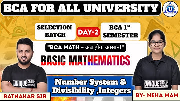 BCA WISKUNDE || BCA 1e SEM || Getalsysteem & Deelbaarheid, Gehele getallen || DAG-02 || DOOR NEHA...