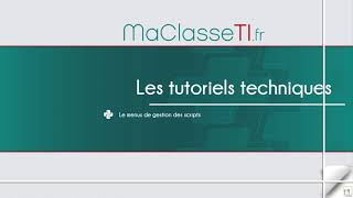 Le menu de gestion des scripts en Python