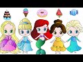 Paper dolls Baby Disney Princesses get dress up as Ice cream Cake Watermelon and others