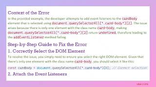 Fixing Uncaught TypeError: Cannot read property 'addEventListener' of undefined in JavaScript