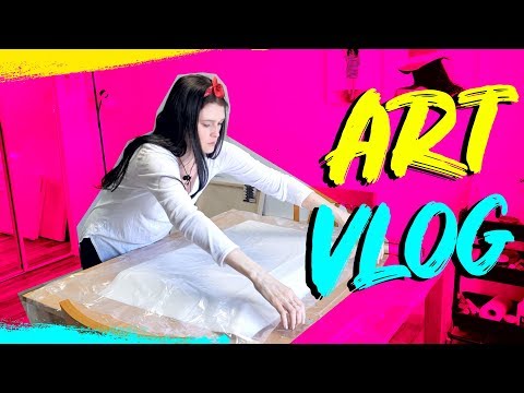 How to Mount Paper on Canvas + Wood Panel + How To Glue Paper Without Wrinkles 🎨 ART STUDIO VLOG