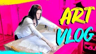 How to Mount Paper on Canvas + Wood Panel + How To Glue Paper Without Wrinkles 🎨 ART STUDIO VLOG