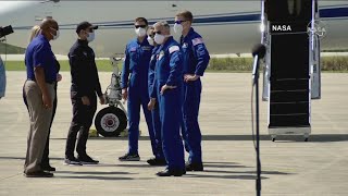 NASA’s SpaceX Crew-6 flight crew arrives at Kennedy Space Center