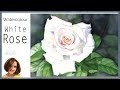 Realistic Rose Watercolour Painting Tutorial // How To Paint a White Rose