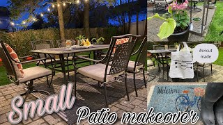 Budget friendly small patio makeover 2021/ final reveal/Outdoor design ideas/Beginner Cricut DIYS