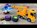 Diy crane truck rescues accident tayo vehicle toys  kudo truck toys