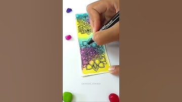 Multicoloured Bookmark 🌸 #bookmark #bookmarks #zentangle #mandalapattern #colouful #watercolour #diy