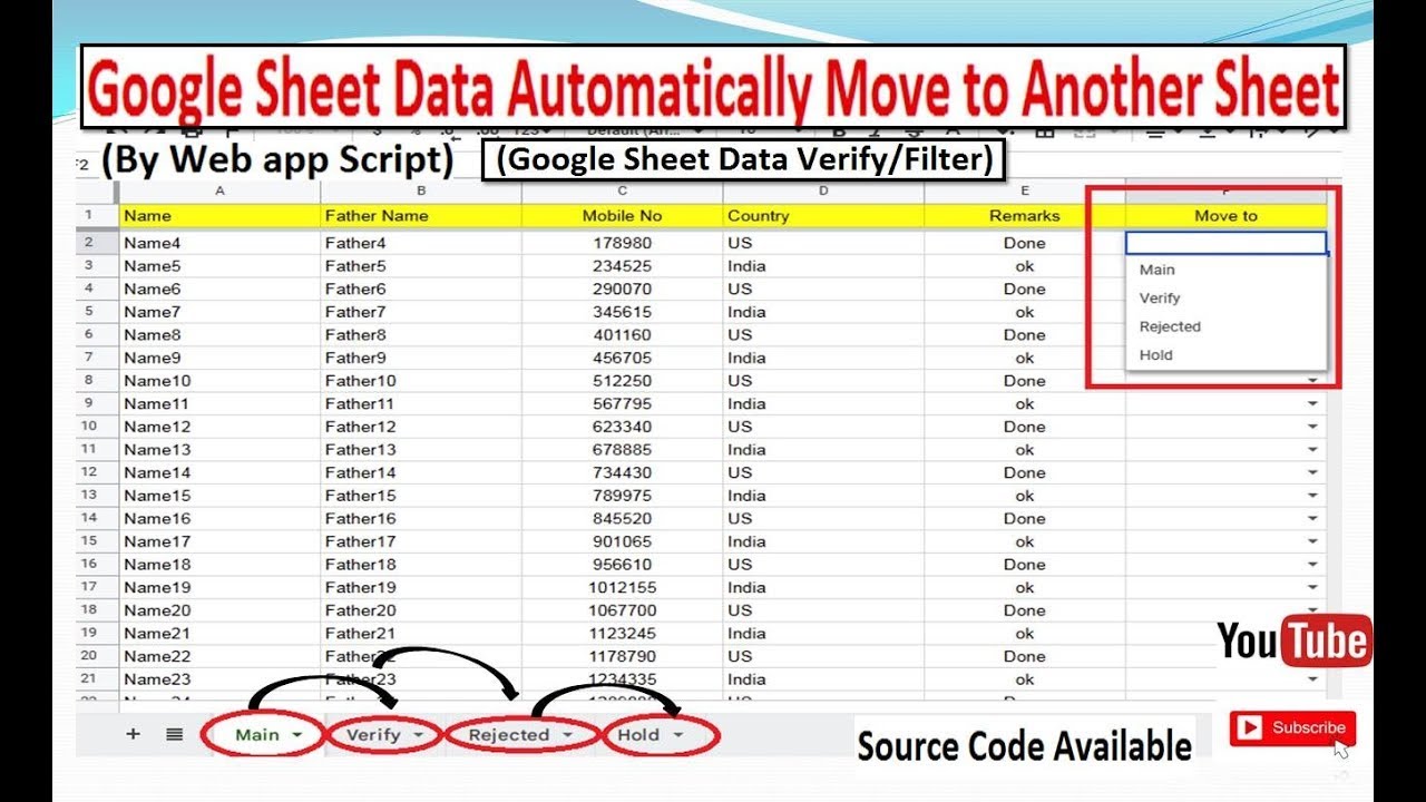 Google Sheet Data Move to Another Sheet Automatically IIMove Row to ...