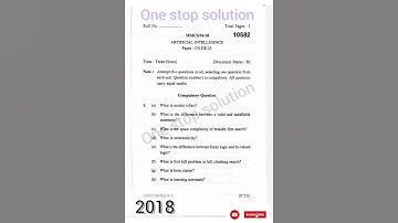2018 AI Question paper #kuk #dde #artificialintelligence