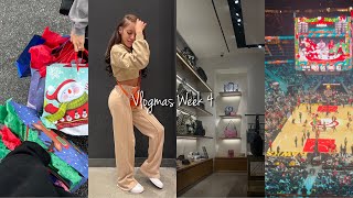 Vlogmas week 4: christmas shopping , decorating, basketball game, s’mores + new hair | Yonikkaa