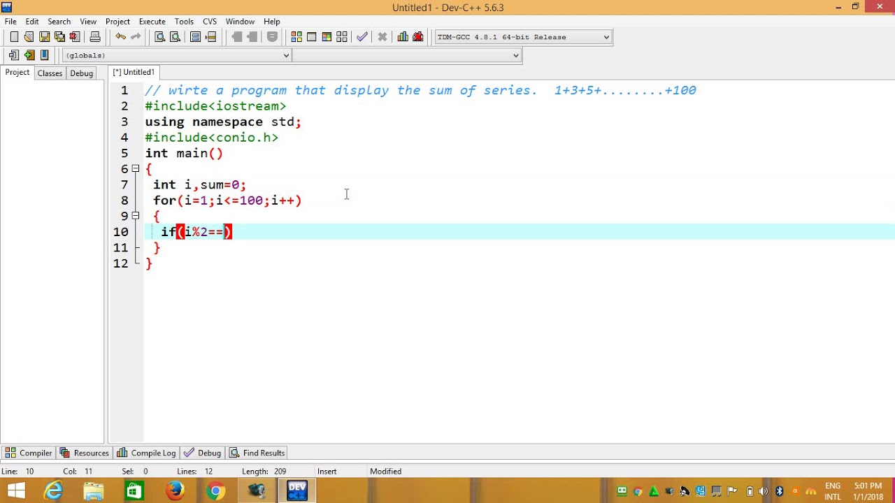 wirte a program that display the sum of series 1+3+5+ +100 - YouTube
